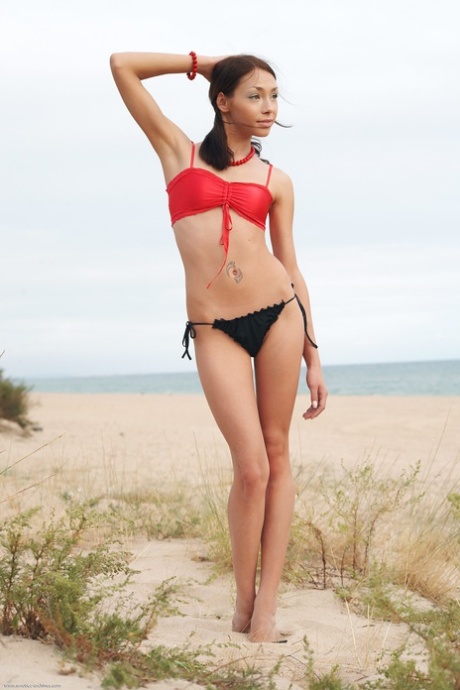 wrinkled old women at the beach